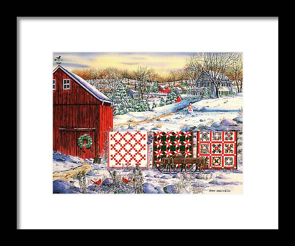 Red Barn Framed Print featuring the painting Holiday Airing by Diane Phalen