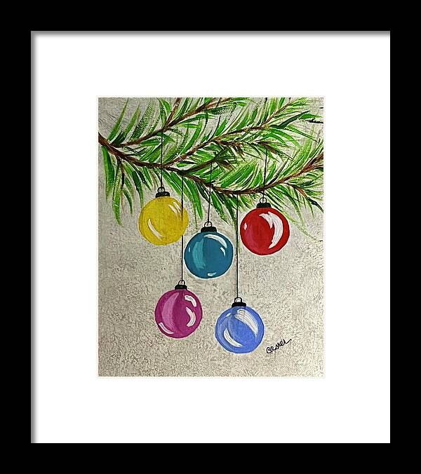 Christmas Framed Print featuring the painting Holiday Baubles by Colleen Casner