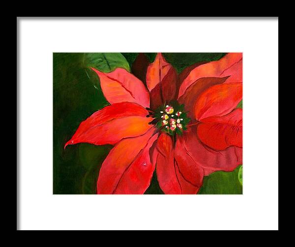 Poinsettia Framed Print featuring the painting Holiday Dancer by Juliette Becker