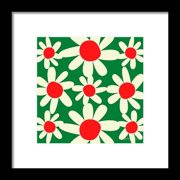 Green Framed Print featuring the digital art Holiday Floral Pattern Vintage by Christie Olstad