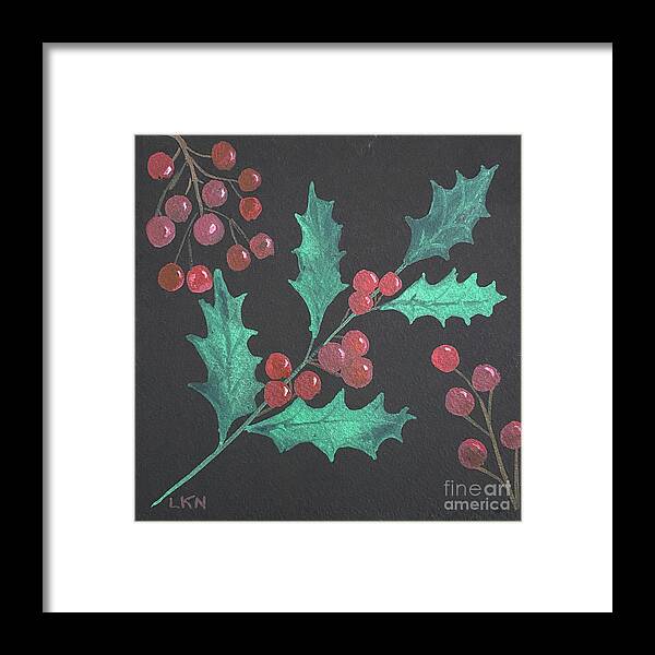 Holly Framed Print featuring the painting Holly and Berries by Lisa Neuman