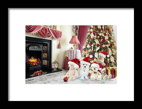 Maltese Dog Framed Print featuring the mixed media Home at Christmas by Morag Bates