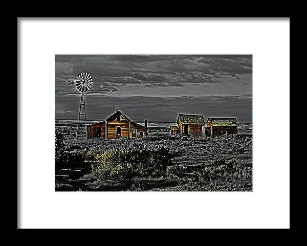  Framed Print featuring the digital art Homestead Along The Oregon Trail by Fred Loring