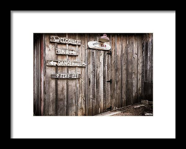 Dark Framed Print featuring the photograph Hondos Bar at Luckenbach Texas by Andy Crawford