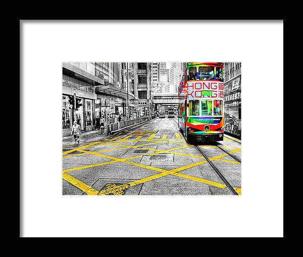 Hong Kong Framed Print featuring the photograph Hong Kong Tram by Paul Thompson