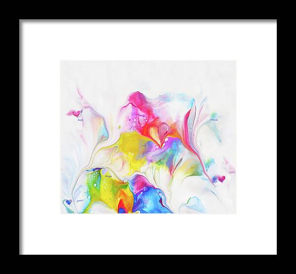 Colorful Framed Print featuring the mixed media Hope Joy Love by Deborah Erlandson