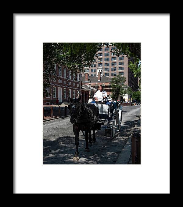 Old Towne Philadelphia Framed Print featuring the photograph Horse and buggy in Old Towne Philadelphia by Mark Stout