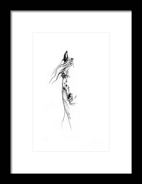 Horse Framed Print featuring the drawing Horse head study 2014 05 16 by Ang El