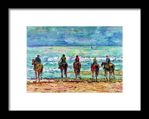 Horses Framed Print featuring the painting Horseback Beach Memories by Cynthia Pride
