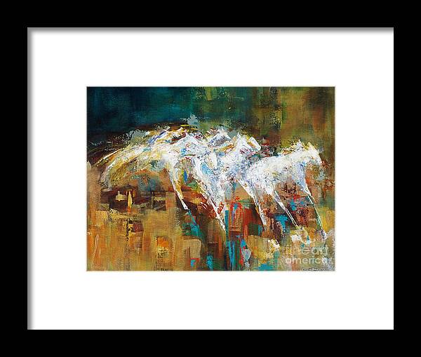 Abstract Framed Print featuring the painting Horses West of Boulder by Frances Marino
