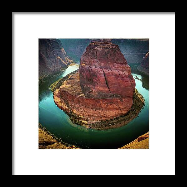 Horseshoe Bend Framed Print featuring the photograph Horseshoe Bend in the Late Afternoon by Rebecca Herranen