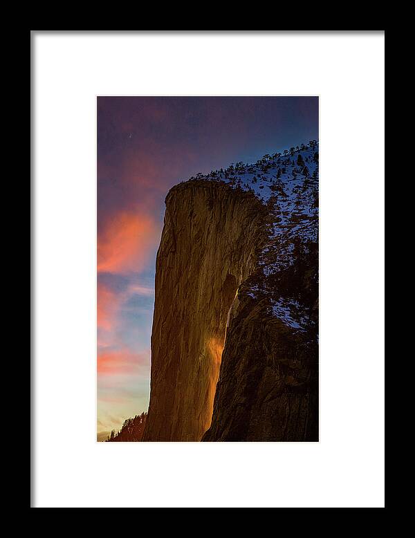 Horsetail Falls Framed Print featuring the photograph Horsetail Falls with Colorful Sky by Amazing Action Photo Video