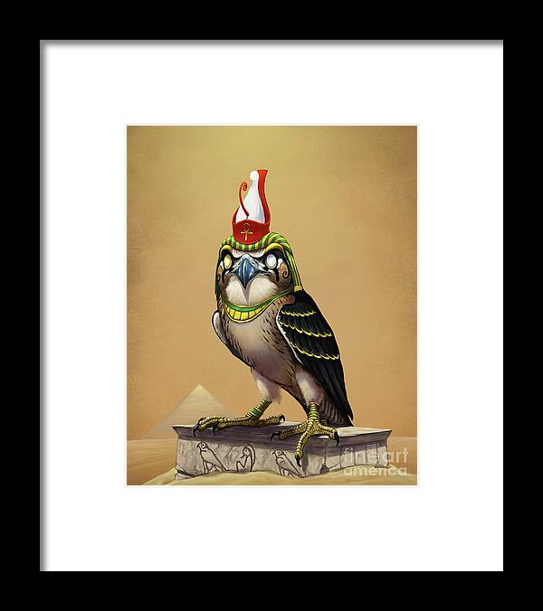 Hawk Framed Print featuring the digital art Horus Egyptian God by Stanley Morrison