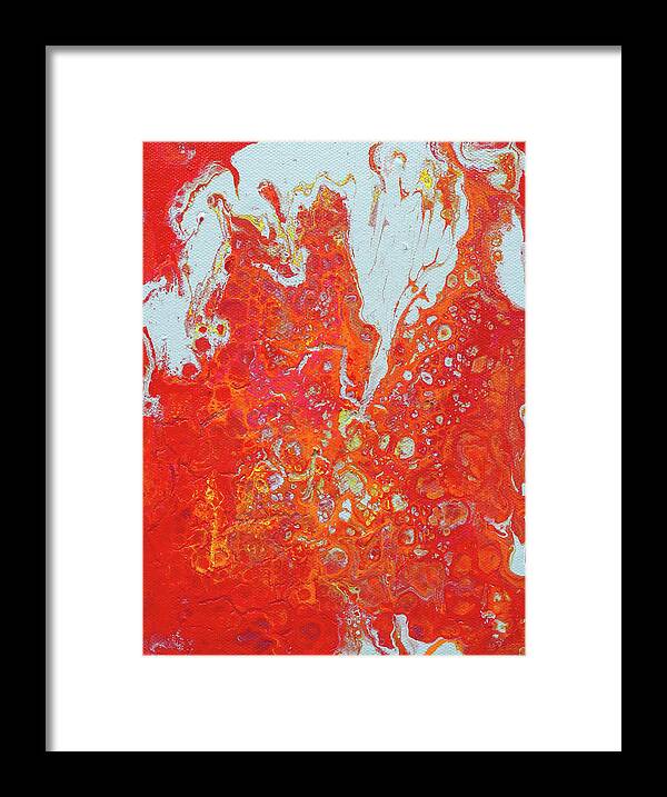 Fluid Framed Print featuring the painting Hot Lava and Ice by Maria Meester