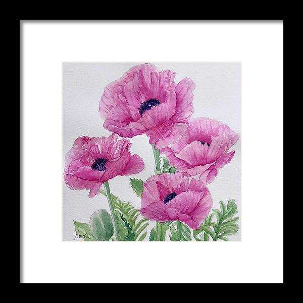 Poppy Framed Print featuring the painting Hot Pink Poppies by Nicole Curreri