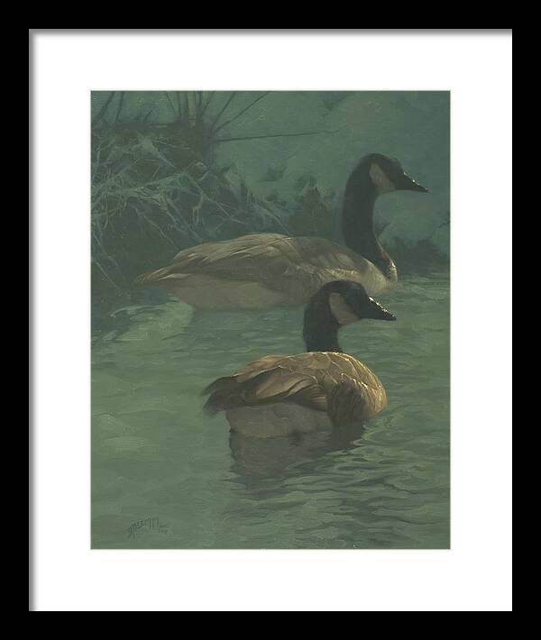 Canada Goose Framed Print featuring the painting Hot Springs On A Cold Day by Greg Beecham