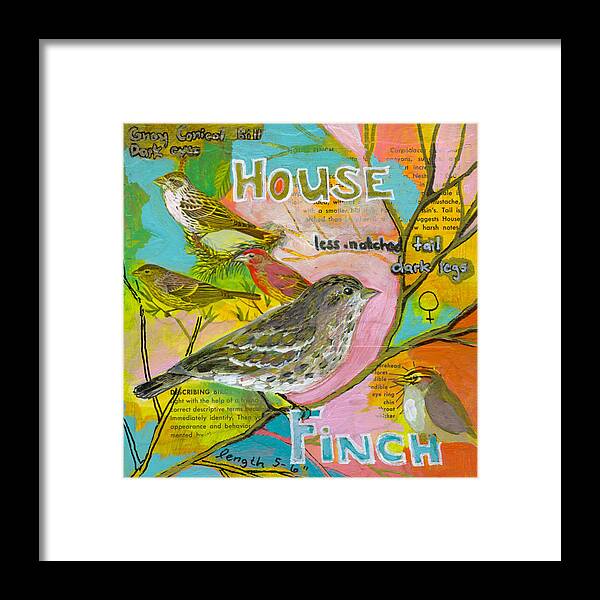 Finch Framed Print featuring the mixed media House Finch by Jennifer Lommers