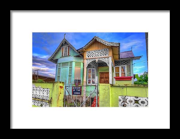 Colorful House Framed Print featuring the painting House Of Colors by Nadia Sanowar