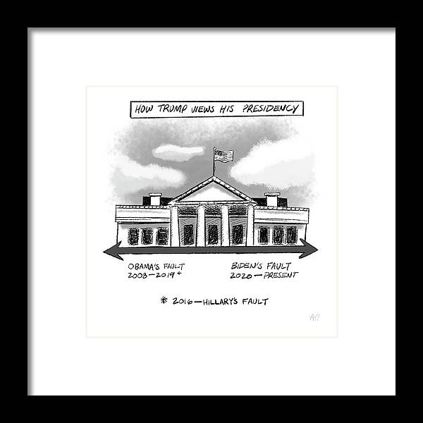 Captionless Framed Print featuring the drawing How Trump Views His Presidency by Akeem Roberts