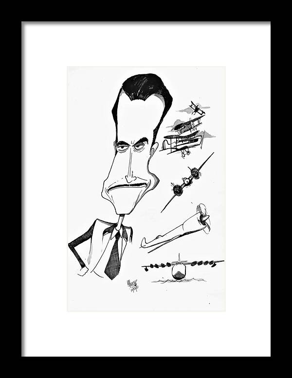 Howard Framed Print featuring the drawing Howard Hughes by Michael Hopkins