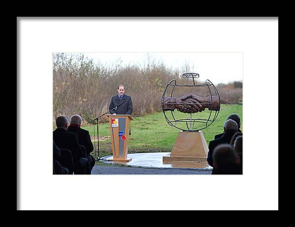 English Football Association Framed Print featuring the photograph HRH The Duke of Cambridge, President of The FA, to Unveil 'Christmas Truce' Football Monument by Handout