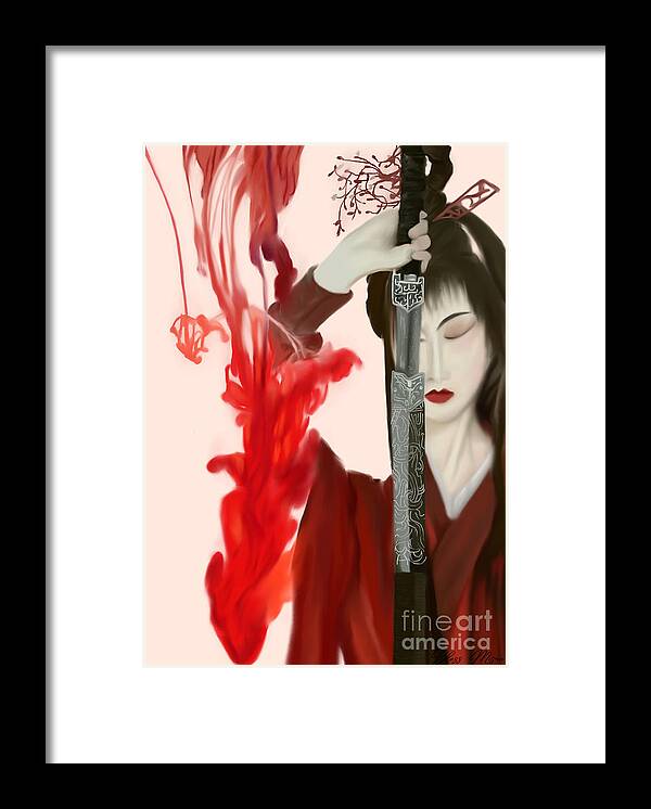 Mulan Framed Print featuring the digital art Hua Mulan by Bless Misra