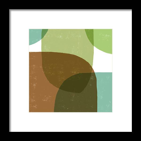 Abstract Framed Print featuring the mixed media Hues of the Earth - Contemporary Minimal Abstract Painting - Modern Art - Brown, Green by Studio Grafiikka