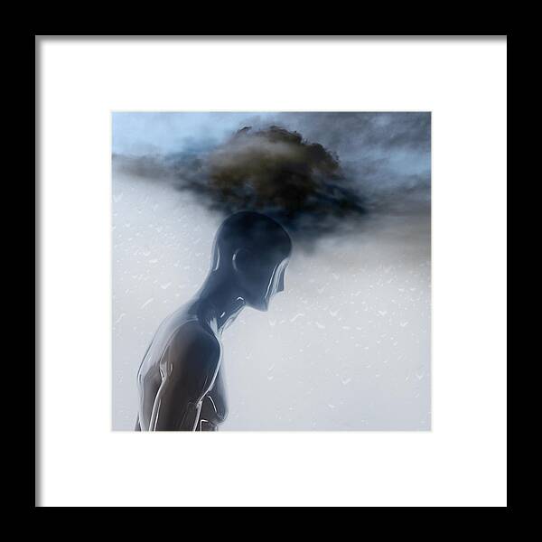 Mental Health Framed Print featuring the photograph Human figure suffering from depression by Andrew Bret Wallis