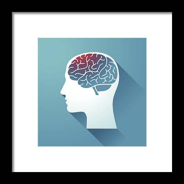 Shadow Framed Print featuring the drawing Human head and Brain by Paci77