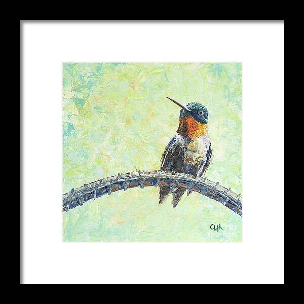 Hummingbird Framed Print featuring the painting Hummingbird by Cheryl McClure