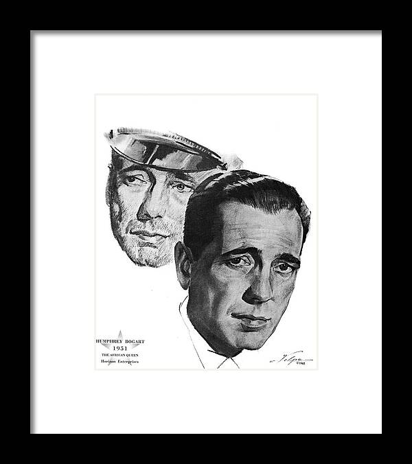 Humphrey Bogart Framed Print featuring the drawing Humphrey Bogart by Volpe by Movie World Posters