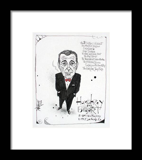  Framed Print featuring the drawing Humphrey Bogart by Phil Mckenney