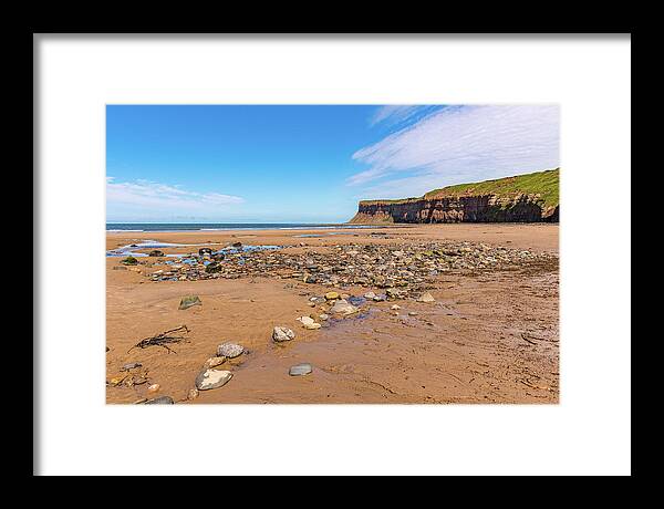 Huntcliff Framed Print featuring the photograph Huntcliff, Saltburn beach by Gary Eason