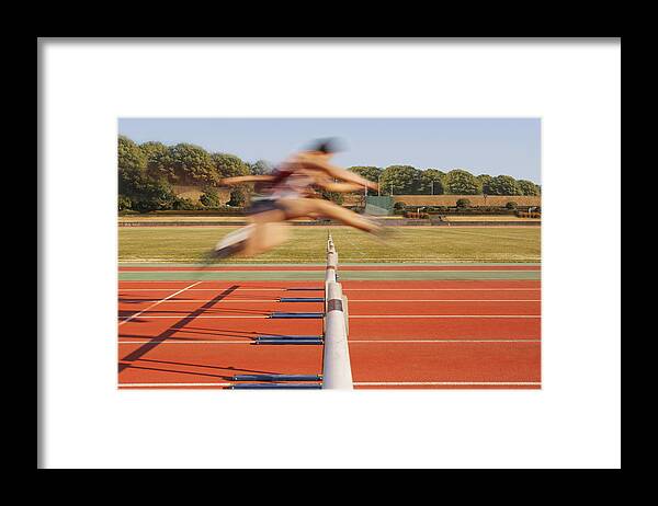 Young Men Framed Print featuring the photograph Hurdlers Hurdling Hurdles by Takuya Matsunaga/Aflo