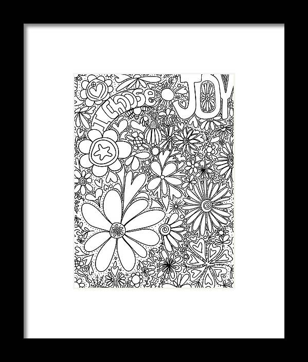 I Choose Joy Line Art Framed Print featuring the digital art I Choose Joy - Black Line Art by Patricia Awapara