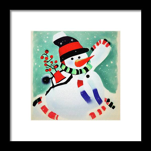 Snowman Framed Print featuring the digital art I don't care the winter cold by Tatiana Travelways