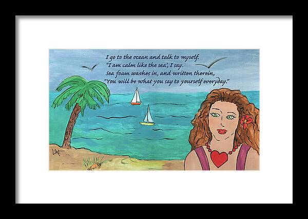 Beach Painting Framed Print featuring the painting I Go to the Ocean and Talk to Myself by Lynn Alison Trombetta