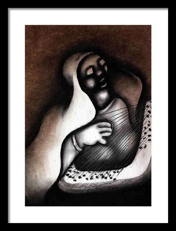 Moa Framed Print featuring the painting I Hear An Angel by David Mbele
