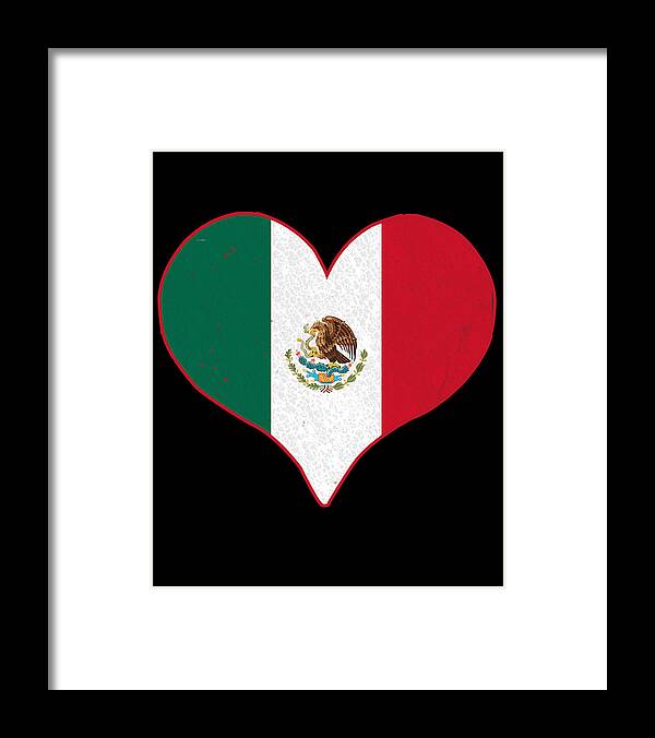 Funny Framed Print featuring the digital art I Heart Mexico Flag by Flippin Sweet Gear