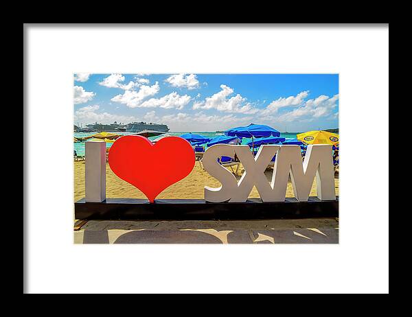 Cruise Framed Print featuring the photograph I love St. Maarten by AE Jones