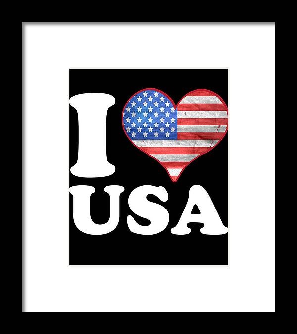 Funny Framed Print featuring the digital art I Love the USA Patriotic by Flippin Sweet Gear