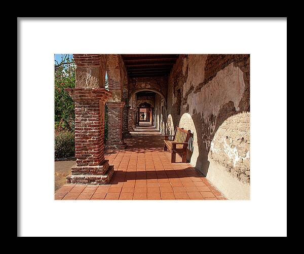Mission San Juan Capistrano Framed Print featuring the photograph I See the Light - Mission San Juan Capistrano, California by Denise Strahm