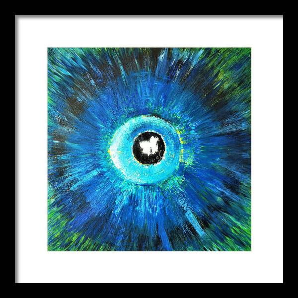 Abstract Painting Framed Print featuring the painting I see you by Jarek Filipowicz