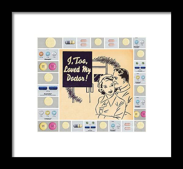 Retro Framed Print featuring the mixed media I Too Loved My Doctor by Sally Edelstein