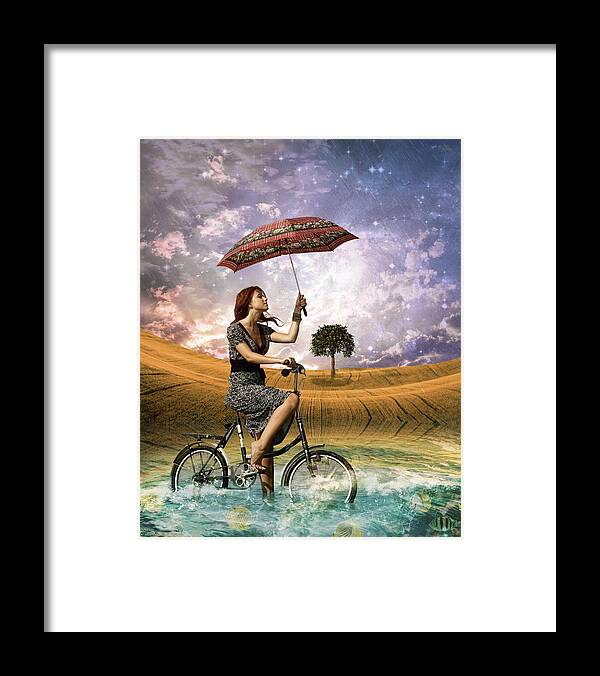 Girl Framed Print featuring the digital art I Want to Ride My Bicycle by Claudia McKinney