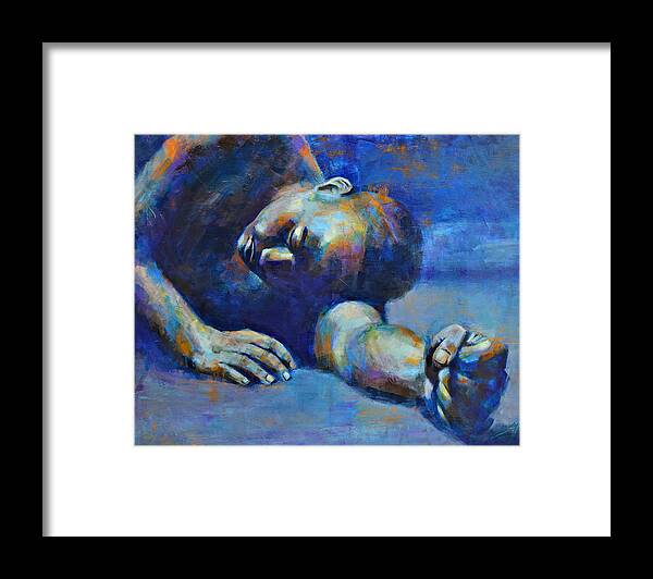 Figure Framed Print featuring the painting I will not give up by Luzdy Rivera