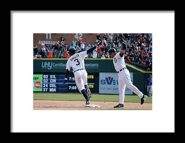 American League Baseball Framed Print featuring the photograph Ian Kinsler and Omar Vizquel by Gregory Shamus