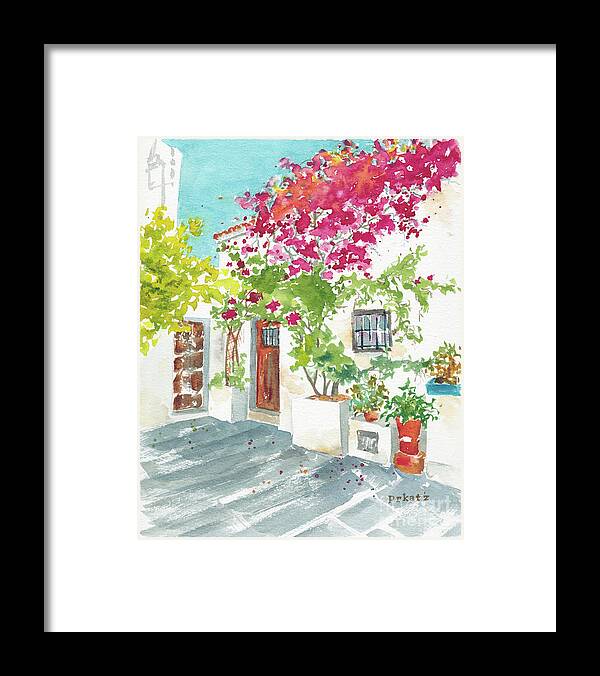 Impressionism Framed Print featuring the painting Ibiza Courtyard by Pat Katz