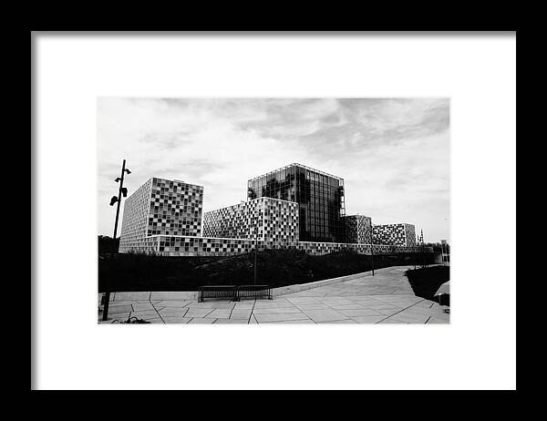 Office Framed Print featuring the photograph ICC Building in Black and White, the Hague, the Netherlands by Sebastiaan Kroes