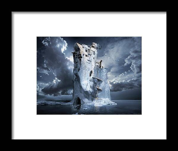 Ocean Framed Print featuring the digital art Ice Age Premonition by George Grie